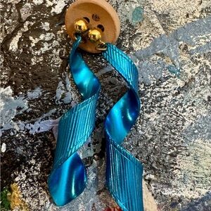 Teal large twist earrings